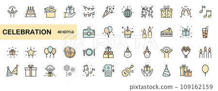 生日派對和慶祝活動圖示集 109162159