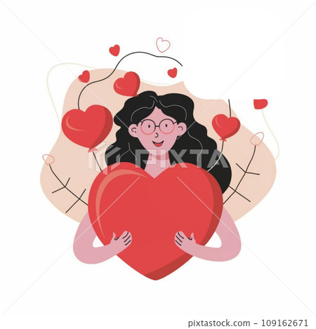 girl hold heart love illustration 109162671