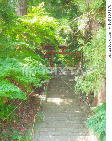 A shrine in the countryside where sunlight shines through 109163178