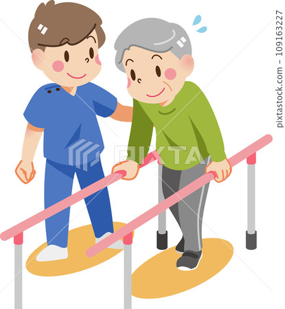 康復期間練習行走的老人 109163227