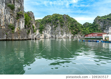 Pearl Farm, a tourist facility located in Halong Bay, Vietnam, with its uniquely shaped rocks. 109163517