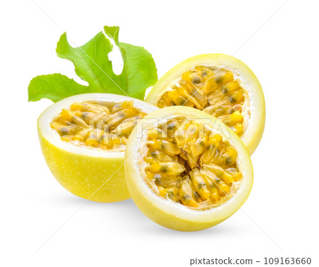 passionfruit isolated  on white background passionfruit isolated  on white background 109163660
