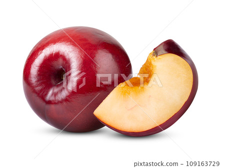 Red cherry plum isolated on white background Red cherry plum isolated on white background 109163729