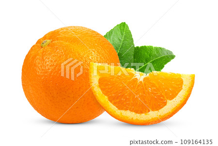 Half orange fruit isolated on white background Half orange fruit isolated on white background 109164135