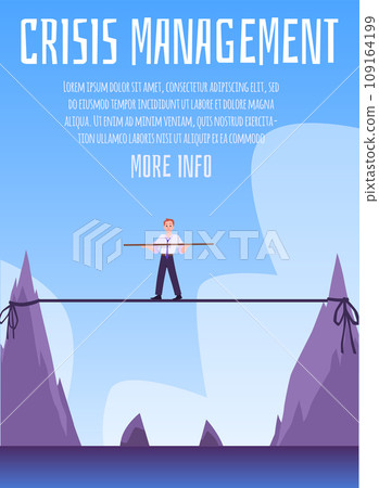 Crisis management, poster with man on a tightrope, vector illustration Crisis management, poster with man on a tightrope, vector illustration 109164199