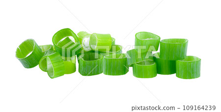 green onion slice on white background 109164239