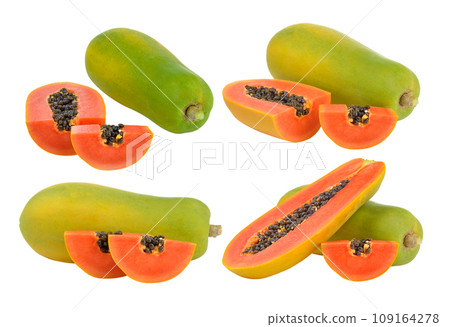 ripe papaya on white background 109164278