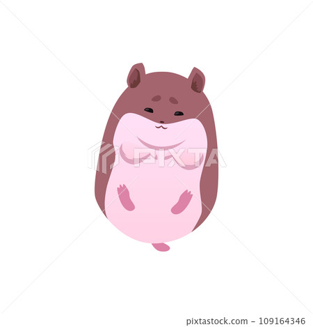 Cute hamster lies on the back, vector illustration isolated on white Cute hamster lies on the back, vector illustration isolated on white 109164346