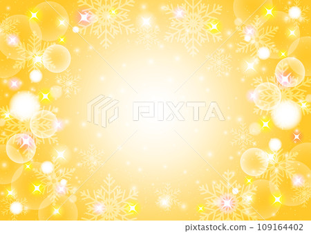 雪，冬天，聖誕節，閃光，背景，可愛，雪花，插圖，黃色，橙色 109164402