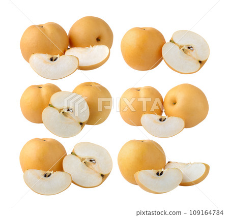 Chinese pear on white background Chinese pear on white background 109164784