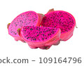 slice of dragon fruit isolated on white background 109164796
