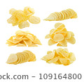 Potato chips on white background 109164800