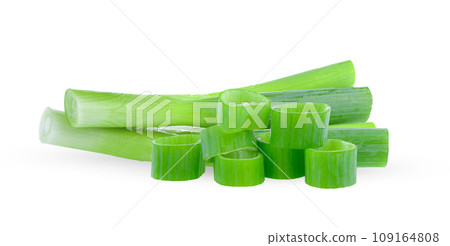 green onion slice on white background 109164808
