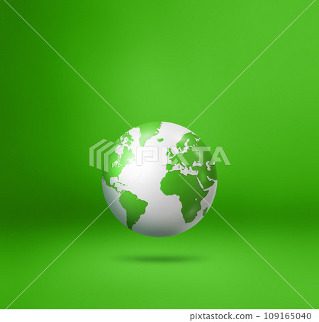 World globe, earth map, isolated on green. Square background 109165040