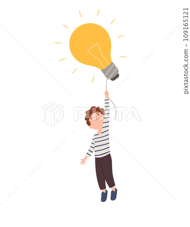 Child developing thinking with smart ideas, flat vector illustration isolated. Child developing thinking with smart ideas, flat vector illustration isolated. 109165121