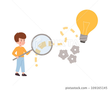 Boy looking for a solution, fresh idea, cartoon vector illustration 109165145