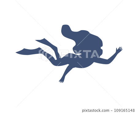 Girl diver silhouettes, flat vector illustration on white background. Girl diver silhouettes, flat vector illustration on white background. 109165148