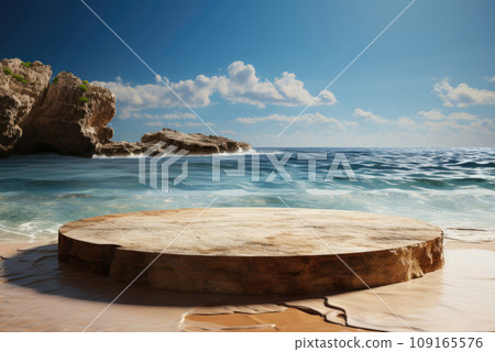 Summer stage with a podium for product demonstration Summer stage with a podium for product demonstration 109165576