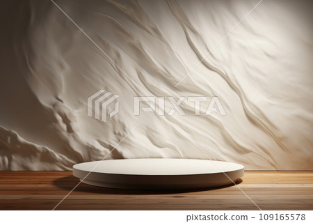 Mockup stone pedestal for advertising cosmetics. An empty stage in the studio for the presentation of natural luxury cosmetics Mockup stone pedestal for advertising cosmetics. An empty stage in the studio for the presentation of natural luxury cosmetics 109165578