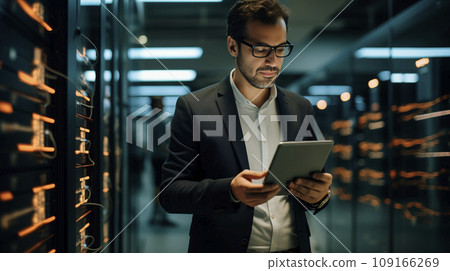 Work in Data Center by Male Professional Work in Data Center by Male Professional 109166269