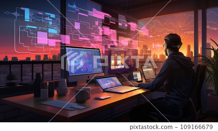 Business people working, connected o corporate network 109166679