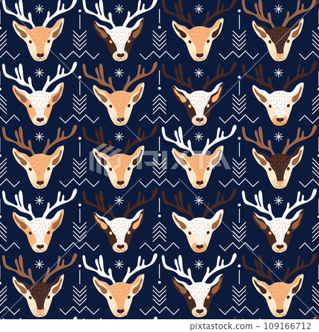 Blue Seamless Christmas pattern design with deer Blue Seamless Christmas pattern design with deer 109166712