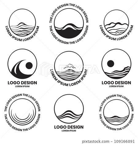 Sea or wave logo in a minimalist style for decoration 109166891