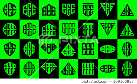 Set of line technology letter E EEE EEEE logo design 109166955