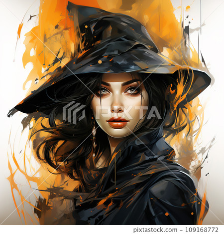 Mystical fire witch portrait. AI generation 109168772