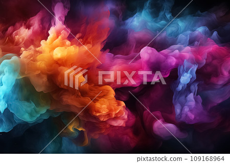 Colorful Smoke Dance: Abstract Swirls on Dark Canvas. AI generation Colorful Smoke Dance: Abstract Swirls on Dark Canvas. AI generation 109168964