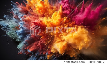 Vibrant Powder Spectacle - Abstract Art Explosion. AI generation Vibrant Powder Spectacle - Abstract Art Explosion. AI generation 109169017