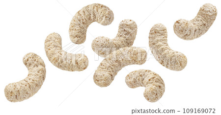 Falling diabetic corn sticks isolated on white background Falling diabetic corn sticks isolated on white background 109169072