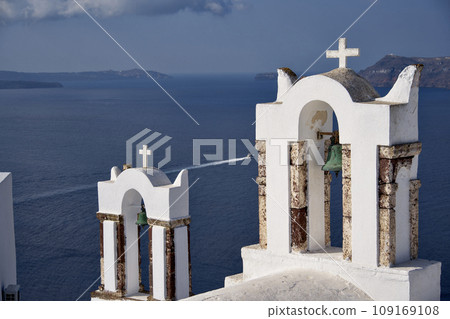 Santorini bells and sea 109169108