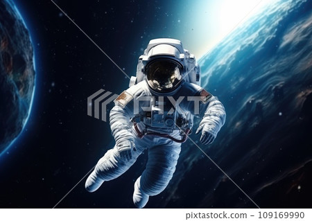 Astronaut Spacewalk: A Spectacular View of an Astronaut in the Vastness of Open Space 109169990