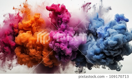 Vibrant Hues of Ink Clouds in Ethereal Dance. AI generation 109170713