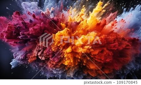 Smoke and Color Symphony - Abstract Artwork. AI generation 109170845