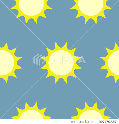 Sun on a blue background, seamless pattern, vector. 109170885