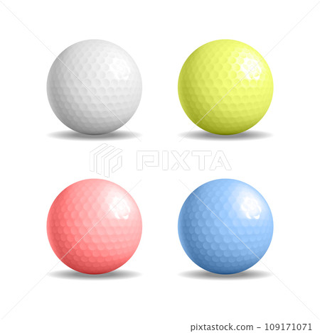 3d Different Color Golf Ball Set Cartoon Style Isolated on a White Background. Vector illustration of Golfballs 3d Different Color Golf Ball Set Cartoon Style Isolated on a White Background. Vector illustration of Golfballs 109171071