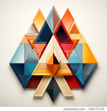 Geometric Art with Overlapping Triangles. AI generation 109171195