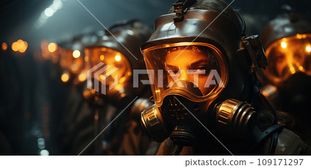 Female Figure with Advanced Protective Helmet. AI generation 109171297