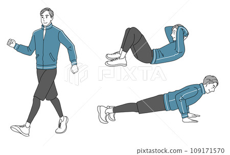 一組穿著運動服鍛鍊的中老年男子 109171570