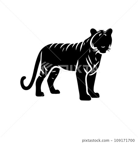 Simple Silhouette Vector Design of Tiger 109171700