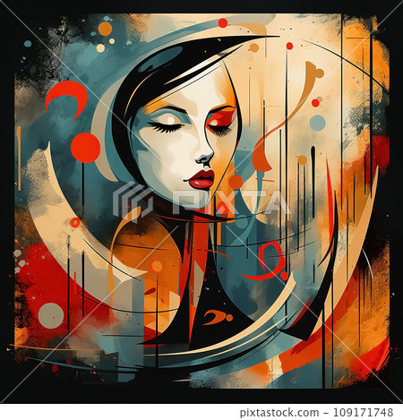 Color Splash Abstract Female Portrait Art. AI generation Color Splash Abstract Female Portrait Art. AI generation 109171748