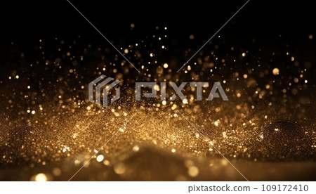 Golden flying glitter on black background Golden flying glitter on black background 109172410