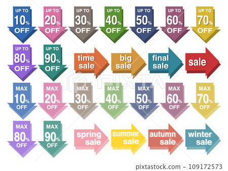 Sale/discount icon illustration set (arrow) Sale/discount icon illustration set (arrow) 109172573