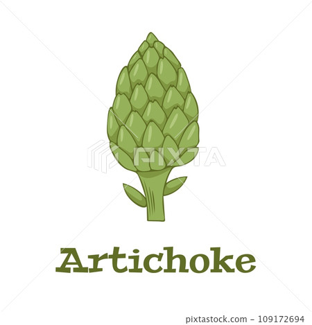 Artichoke green flower heads vector illustration. Food artichoke on a white background 109172694
