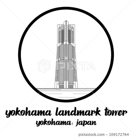 Circle Icon line Yokohama Landmark Tower. vector illustration 109172764