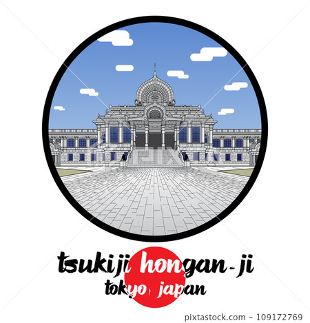 Circle Icon line Tsukiji Hongan-ji. vector illustration 109172769