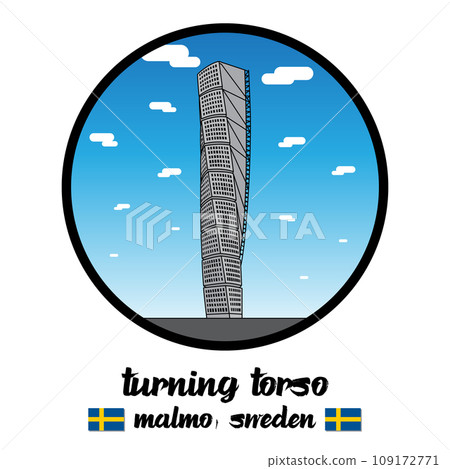 Circle Icon line Turning Torso building. vector illustration 109172771