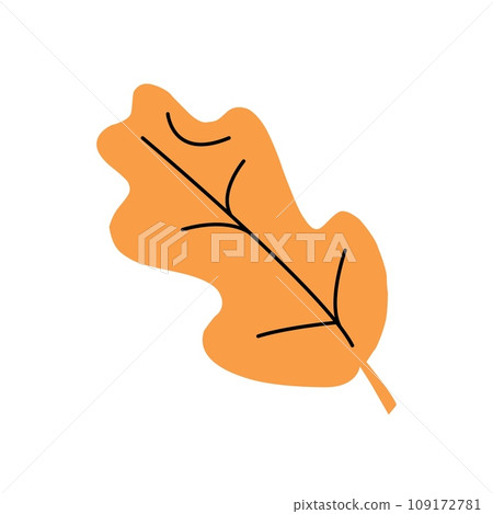 Flat Vector illustration autumn orange leaf on white background 109172781